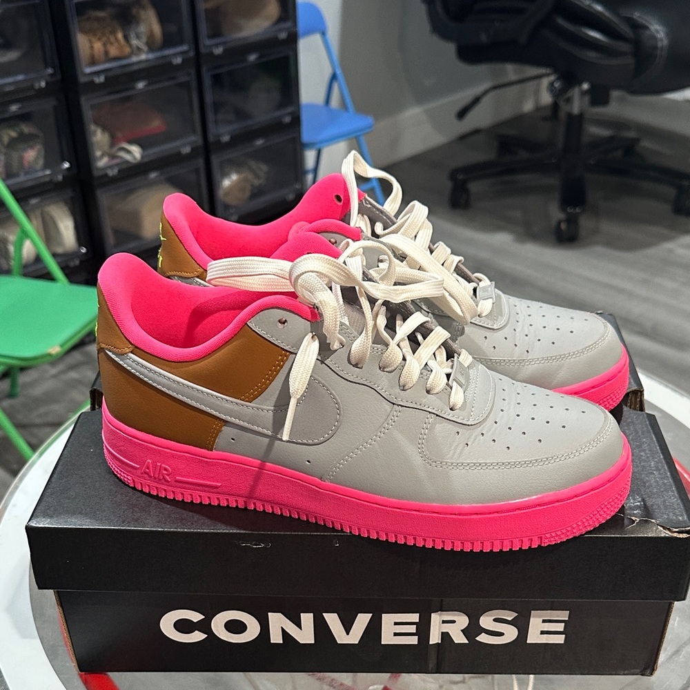 Gray and Pink Nike By You AF1 low